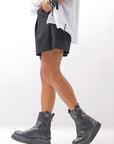 【Primordial is Primitive】 STRETCH ECO LEATHER SHORT PANTS 535AL_BLACK