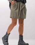 【Primordial is Primitive】 STRETCH ECO LEATHER SHORT PANTS 535AL_MILITARY
