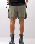 【Primordial is Primitive】 STRETCH ECO LEATHER SHORT PANTS 535AL_MILITARY
