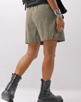 【Primordial is Primitive】 STRETCH ECO LEATHER SHORT PANTS 535AL_MILITARY