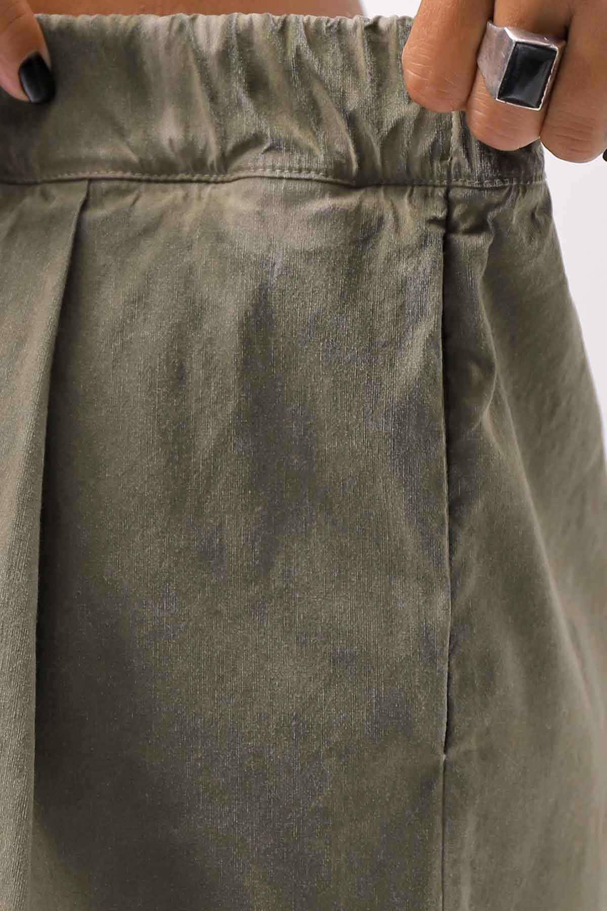 【Primordial is Primitive】 STRETCH ECO LEATHER SHORT PANTS 535AL_MILITARY