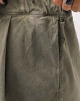 【Primordial is Primitive】 STRETCH ECO LEATHER SHORT PANTS 535AL_MILITARY