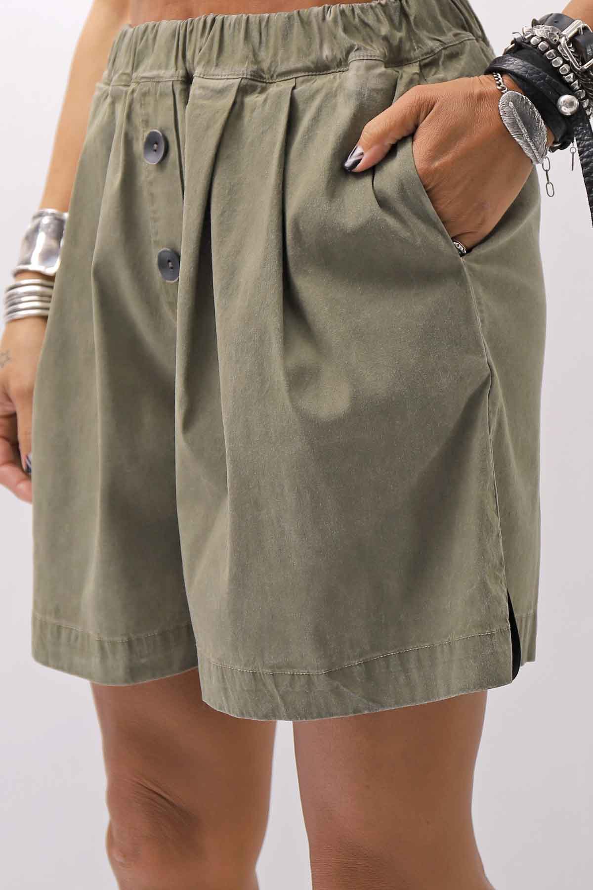 【Primordial is Primitive】 STRETCH ECO LEATHER SHORT PANTS 535AL_MILITARY