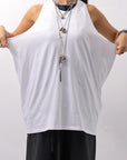 【NOSTRASANTISSIMA】 STRETCH COTTON BACK OPEN TANK TOP C150_WHITE