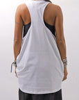 【NOSTRASANTISSIMA】 STRETCH COTTON BACK OPEN TANK TOP C150_WHITE