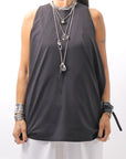 【NOSTRASANTISSIMA】 STRETCH COTTON BACK OPEN TANK TOP C150_BLACK