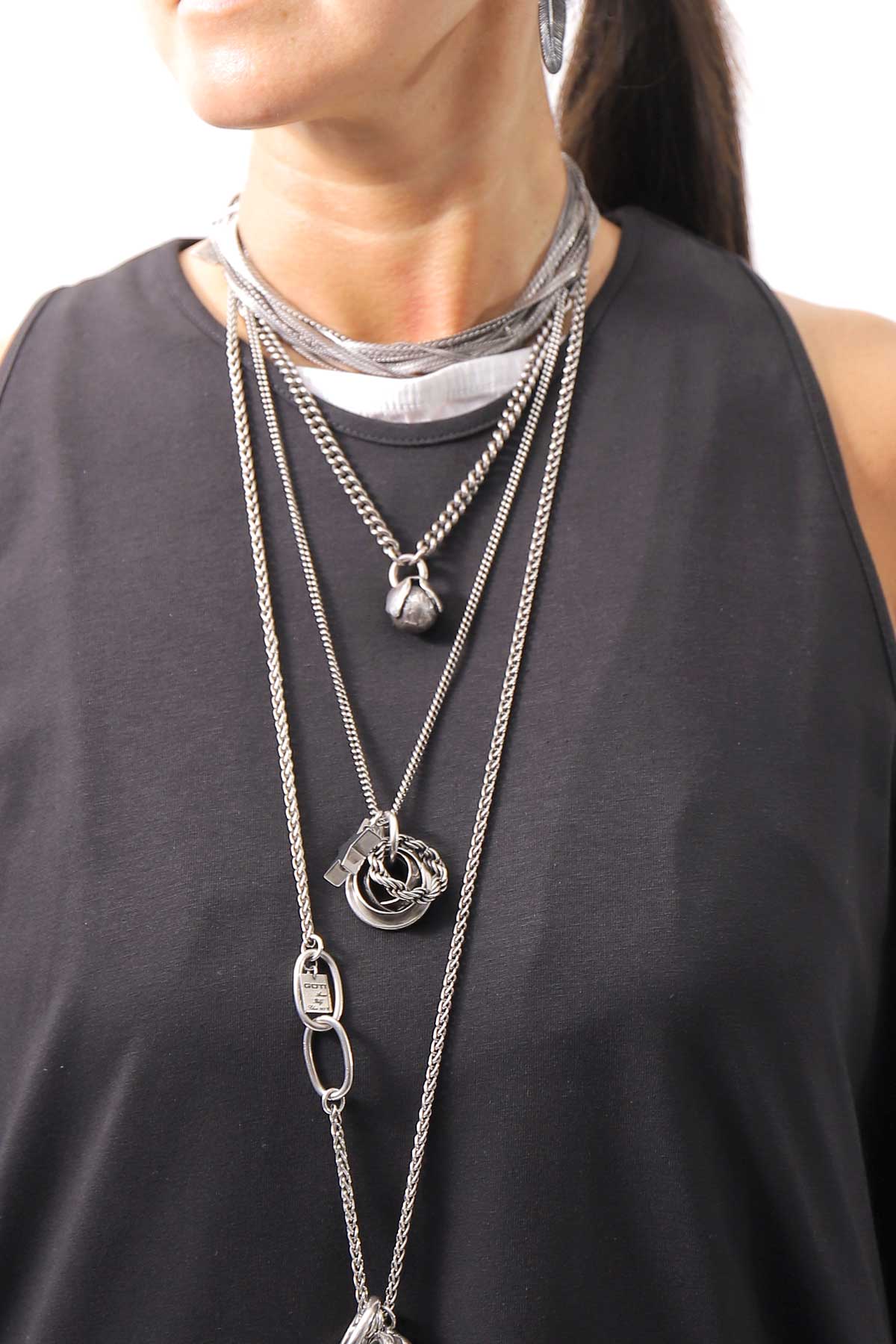 【NOSTRASANTISSIMA】 STRETCH COTTON BACK OPEN TANK TOP C150_BLACK