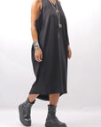 【NOSTRASANTISSIMA】 LONG TANK COCOON DRESS C152_BLACK