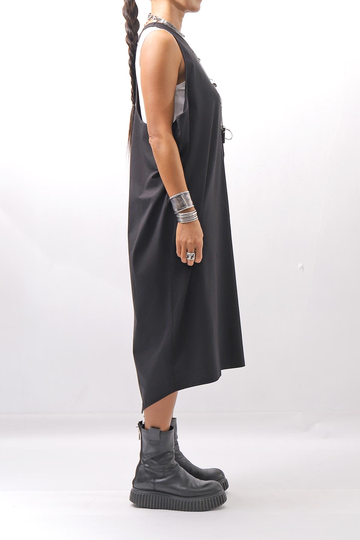【NOSTRASANTISSIMA】 LONG TANK COCOON DRESS C152_BLACK