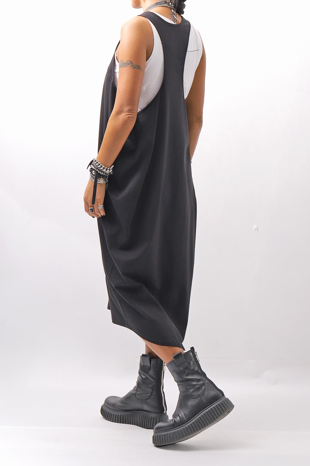 【NOSTRASANTISSIMA】 LONG TANK COCOON DRESS C152_BLACK