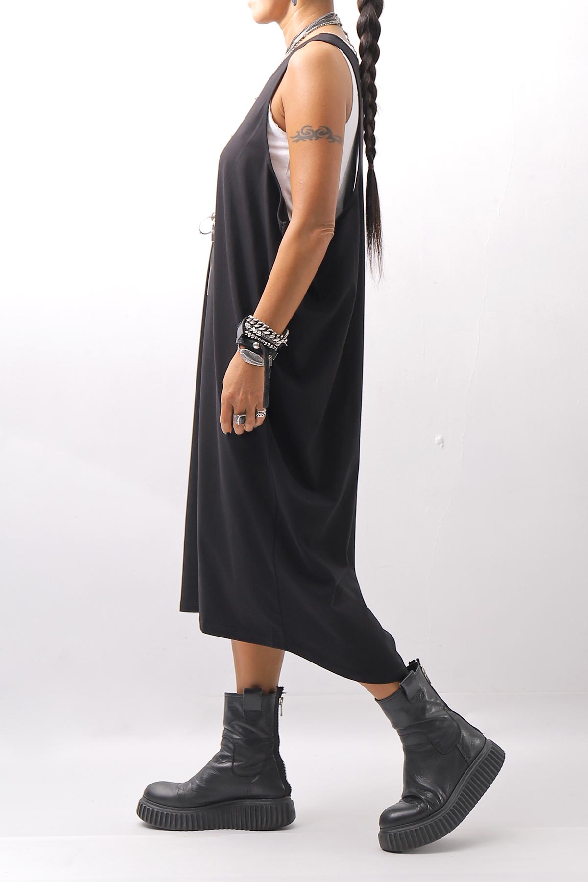 【NOSTRASANTISSIMA】 LONG TANK COCOON DRESS C152_BLACK
