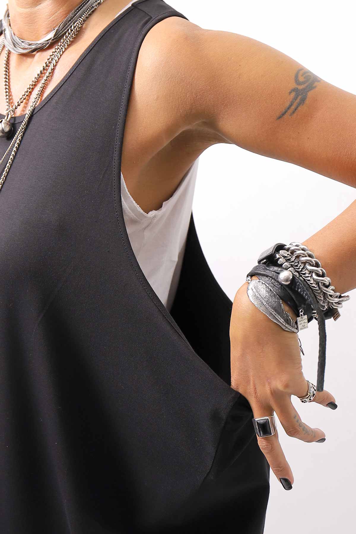 【NOSTRASANTISSIMA】 LONG TANK COCOON DRESS C152_BLACK