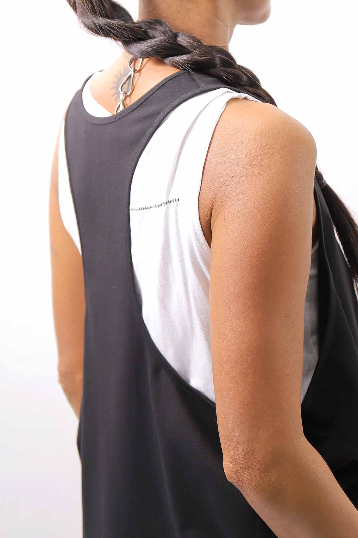 【NOSTRASANTISSIMA】 LONG TANK COCOON DRESS C152_BLACK