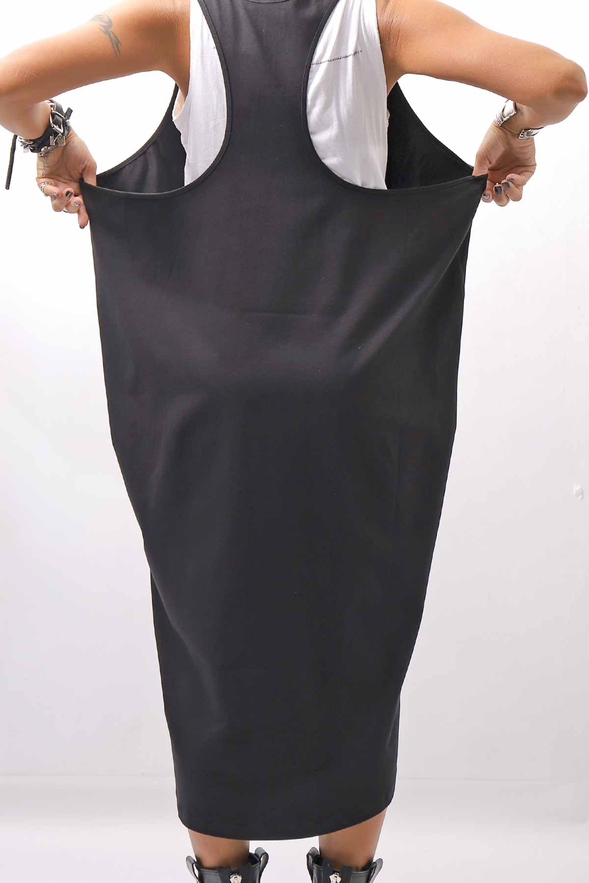 【NOSTRASANTISSIMA】 LONG TANK COCOON DRESS C152_BLACK