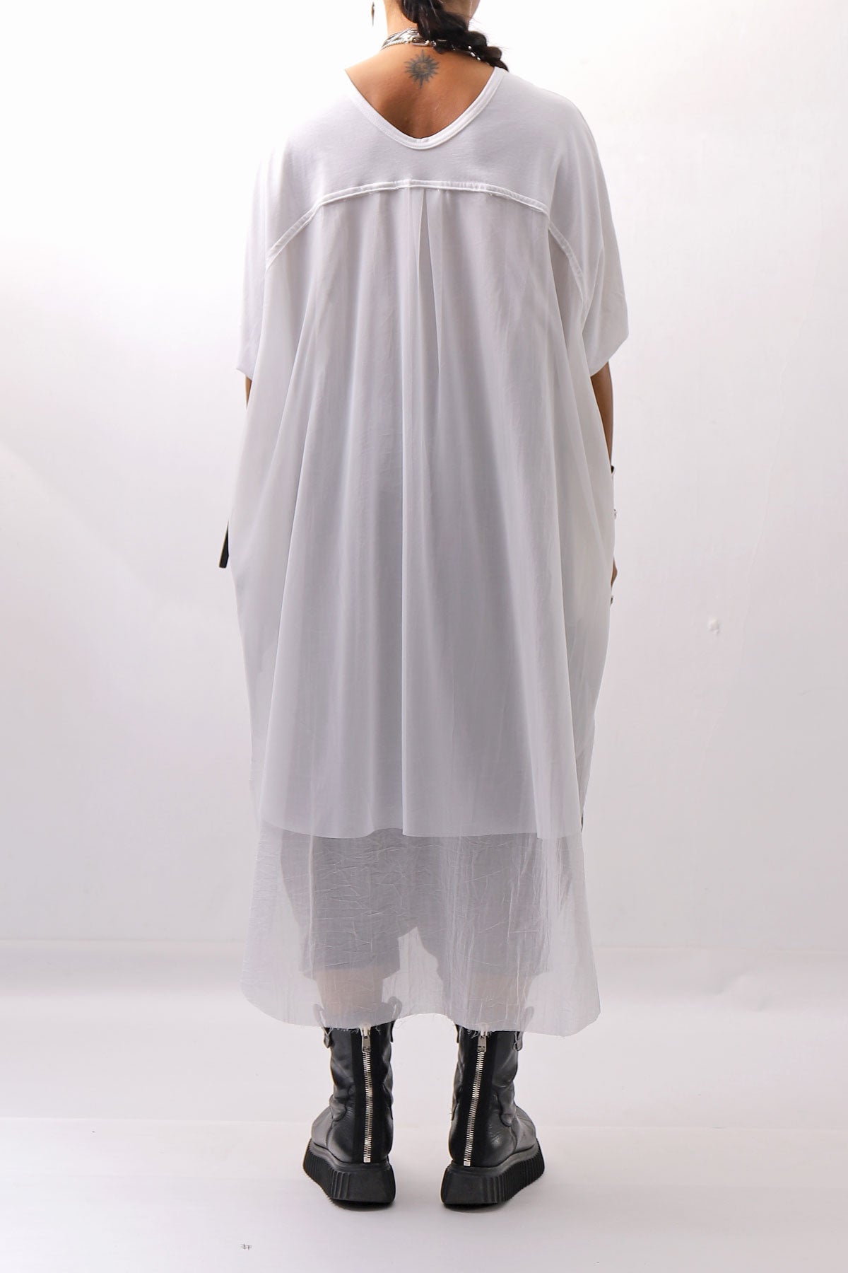 【bajra】 BACK TULLE＆COTTON LAYERED TOP 160QK04_WHITE