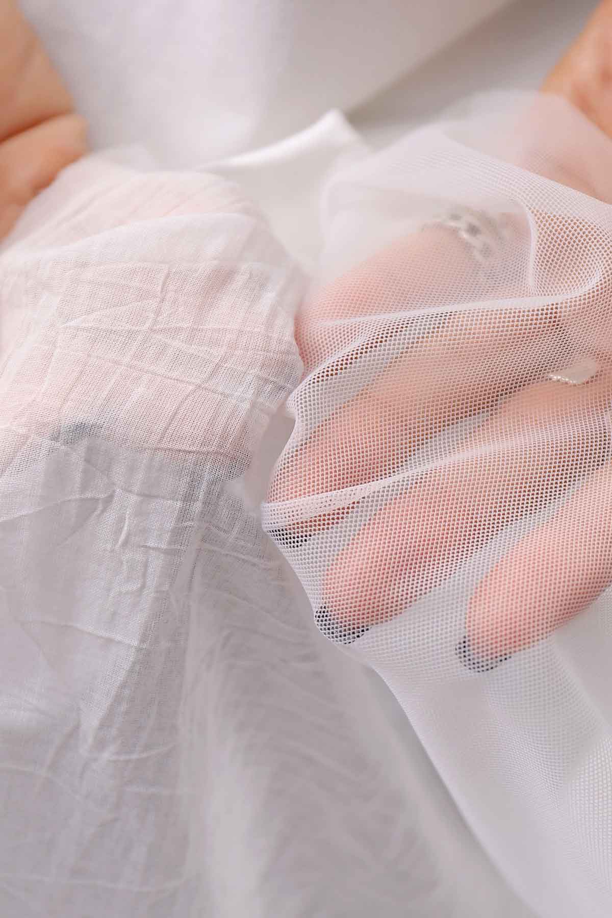 【bajra】 BACK TULLE＆COTTON LAYERED TOP 160QK04_WHITE