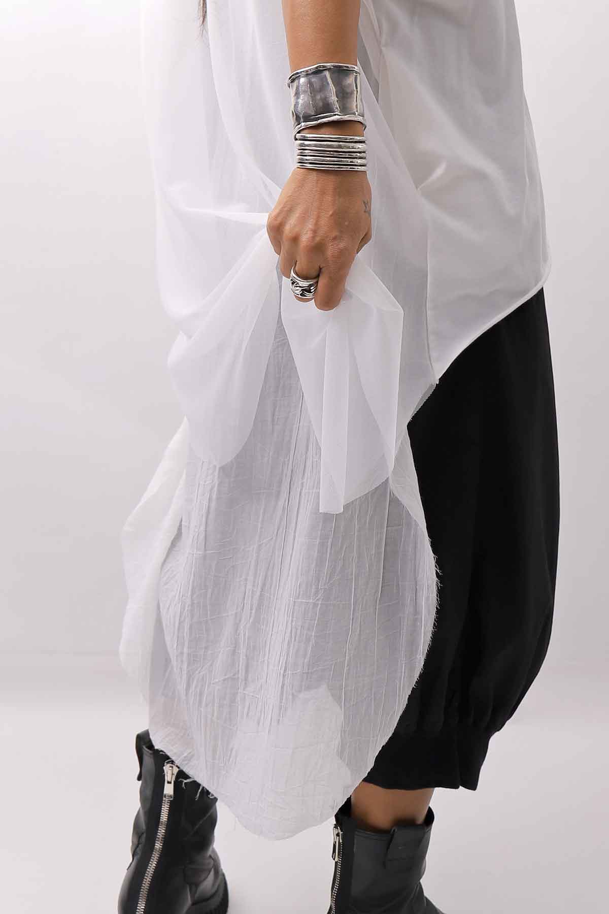 【bajra】 BACK TULLE＆COTTON LAYERED TOP 160QK04_WHITE