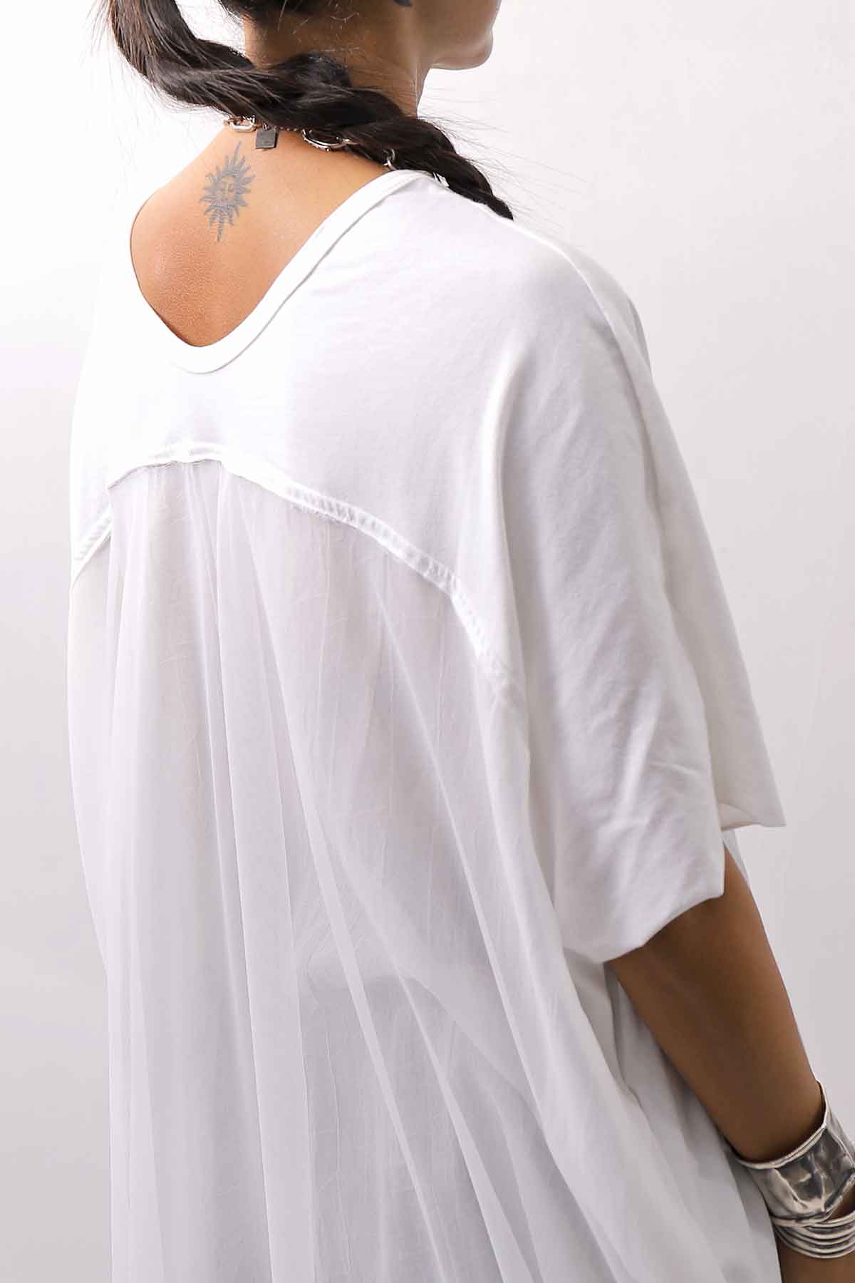 【bajra】 BACK TULLE＆COTTON LAYERED TOP 160QK04_WHITE