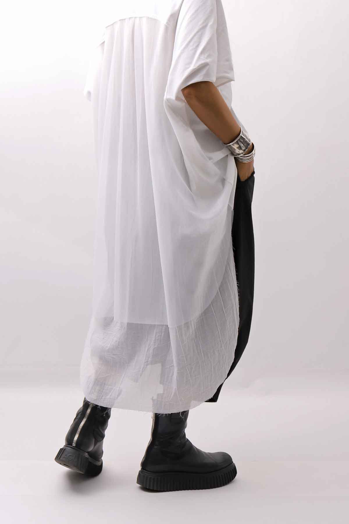 【bajra】 BACK TULLE＆COTTON LAYERED TOP 160QK04_WHITE