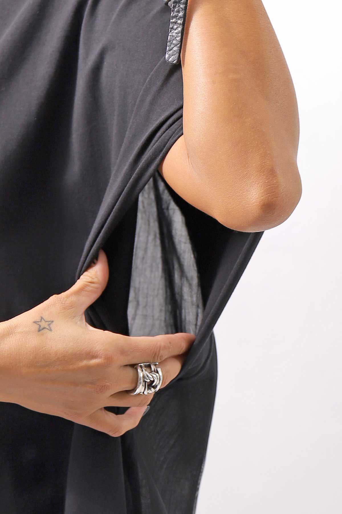 【bajra】 BACK TULLE＆COTTON LAYERED TOP 160QK04_BLACK