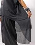 【bajra】 BACK TULLE＆COTTON LAYERED TOP 160QK04_BLACK