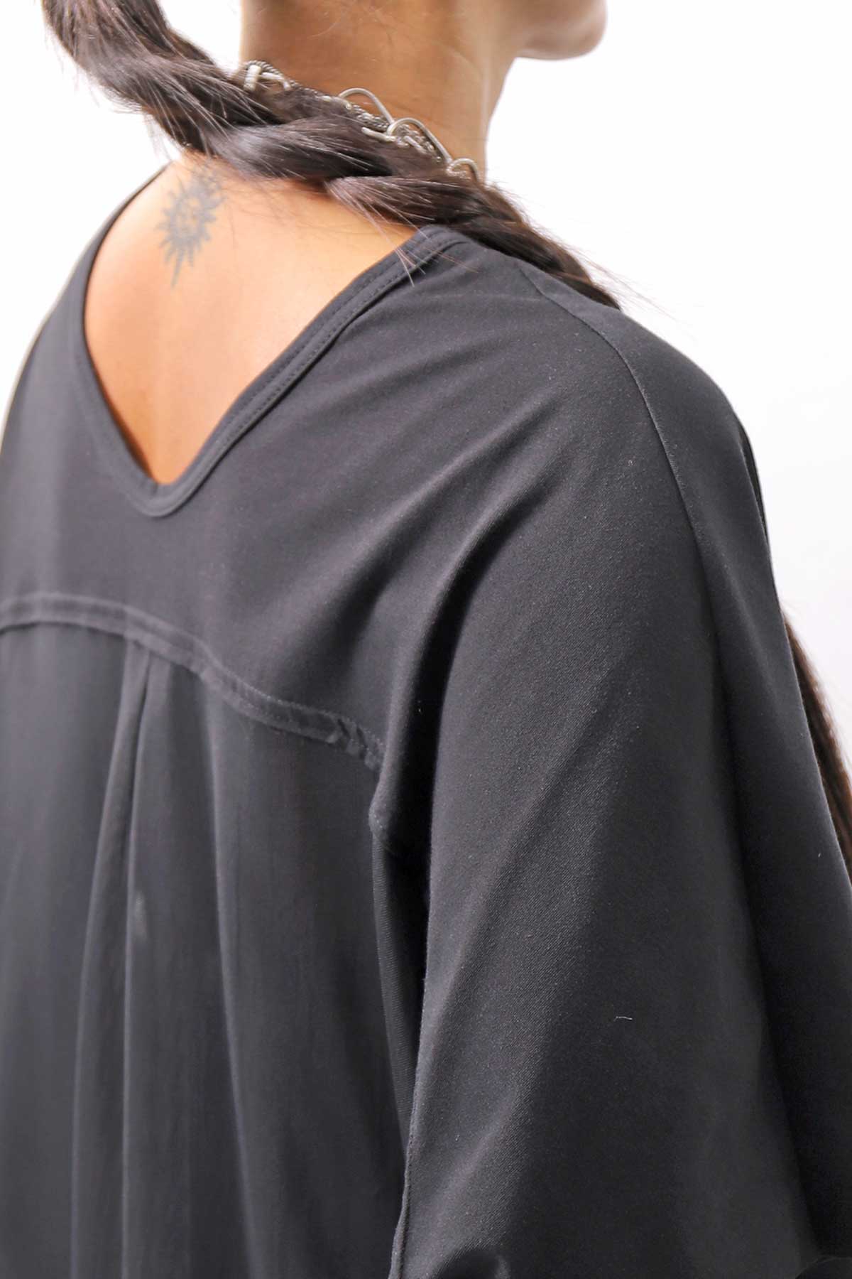 【bajra】 BACK TULLE＆COTTON LAYERED TOP 160QK04_BLACK