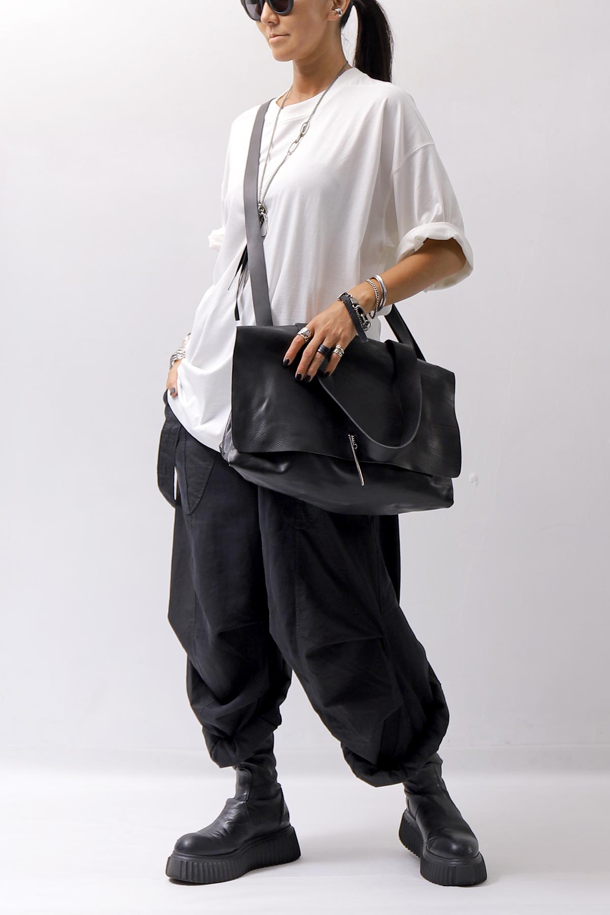 【DANIELE BASTA】 2WAY FLAP SHOULDER BAG_BLACK