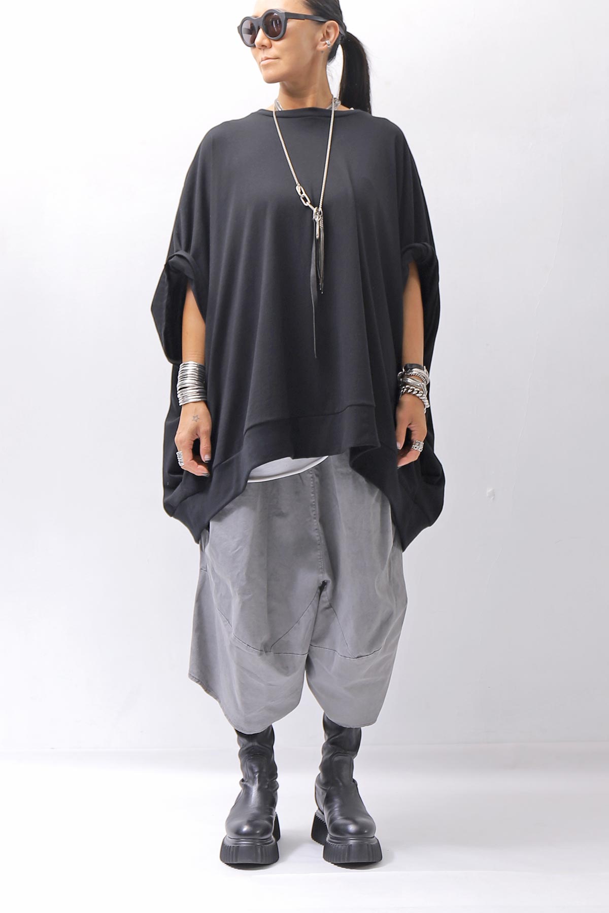 【bajra】 UNISEX OVERSIZED COTTON TOPS 156QK01_BLACK