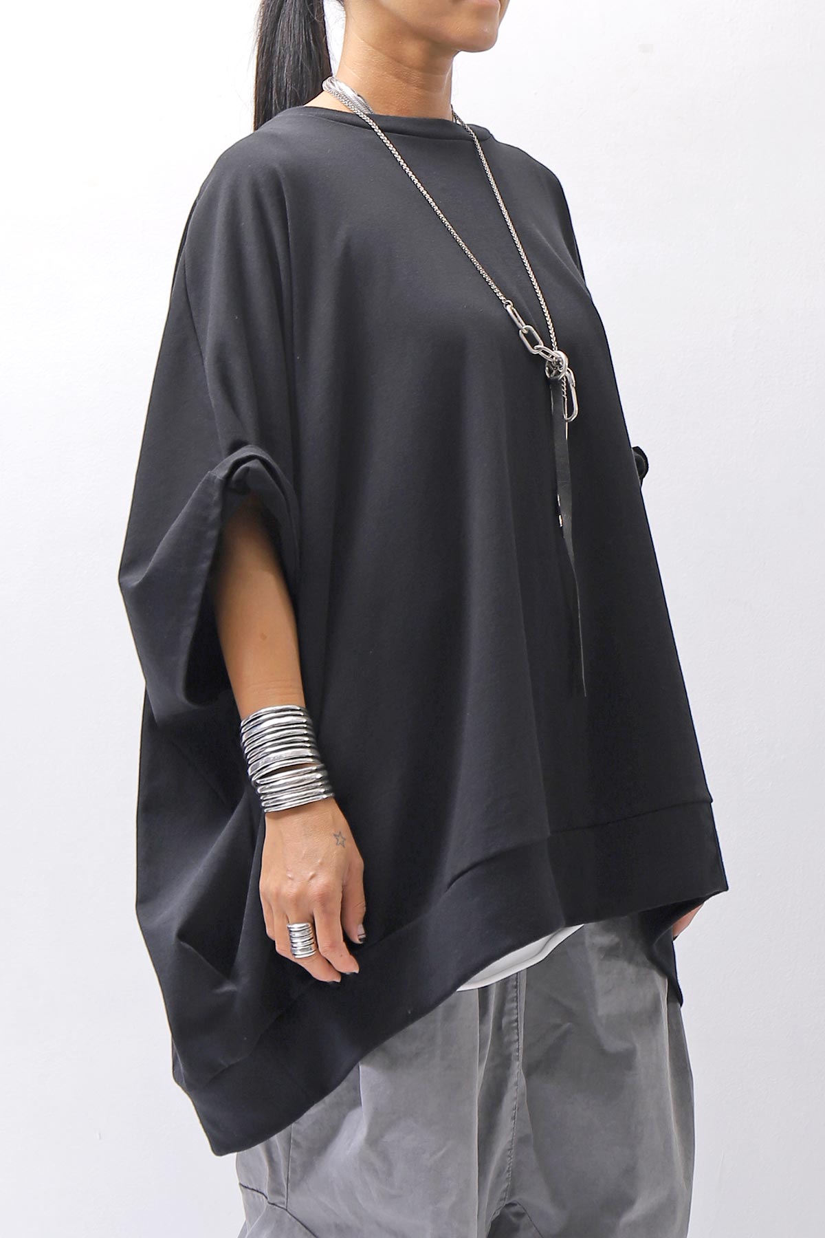 【bajra】 UNISEX OVERSIZED COTTON TOPS 156QK01_BLACK