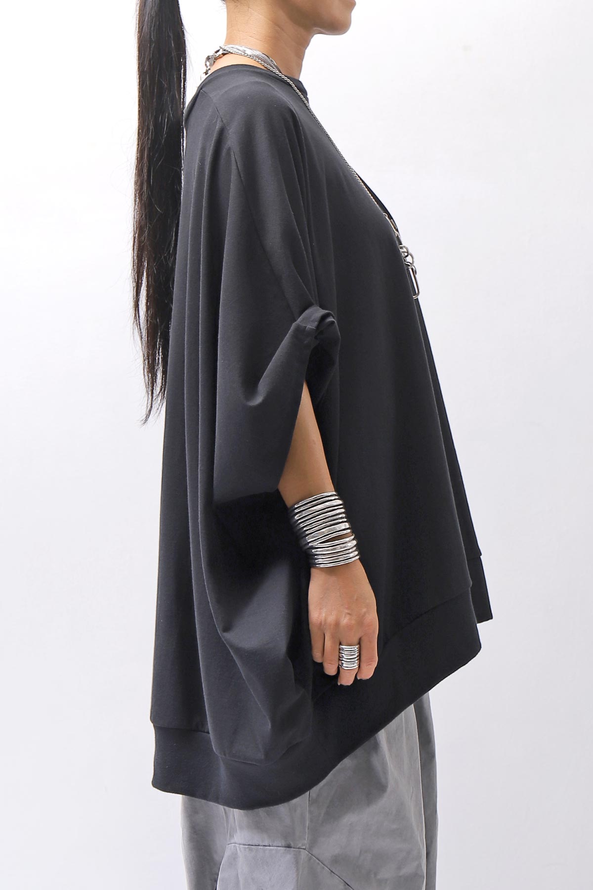 【bajra】 UNISEX OVERSIZED COTTON TOPS 156QK01_BLACK