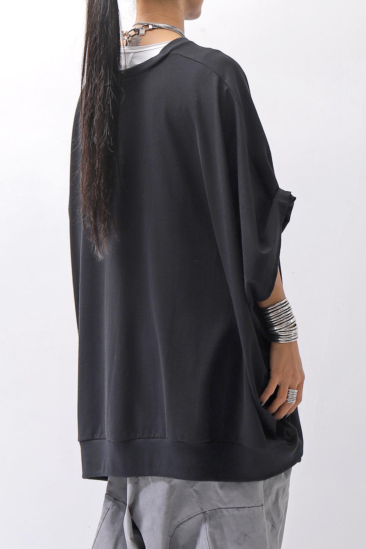 【bajra】 UNISEX OVERSIZED COTTON TOPS 156QK01_BLACK