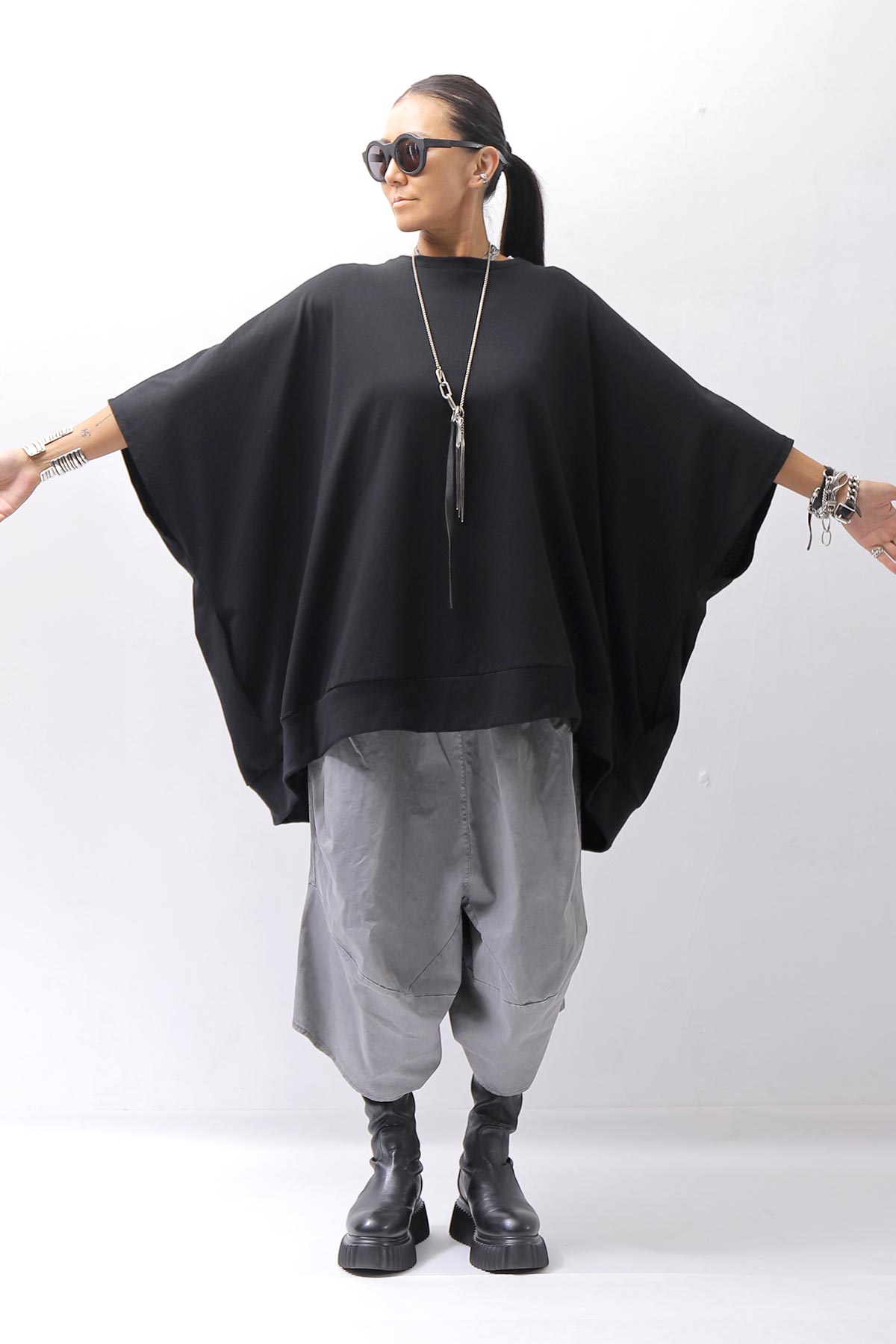 【bajra】 UNISEX OVERSIZED COTTON TOPS 156QK01_BLACK