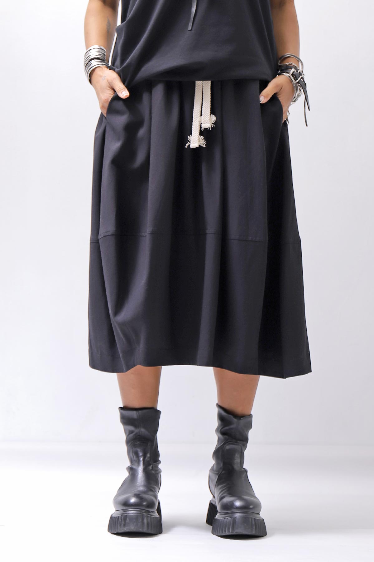 【NOSTRASANTISSIMA】 FRONT BALLOON SKIRT G145_BLACK