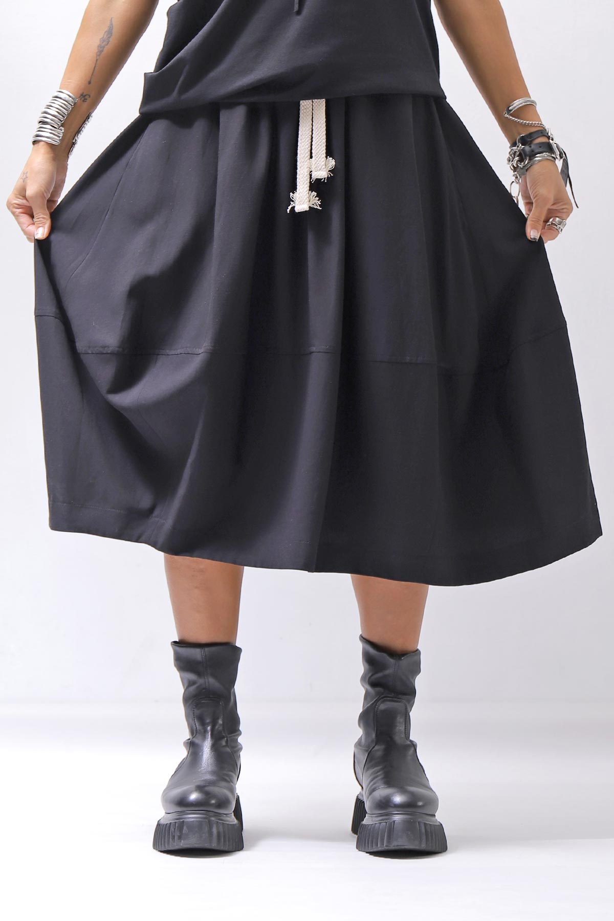 【NOSTRASANTISSIMA】 FRONT BALLOON SKIRT G145_BLACK