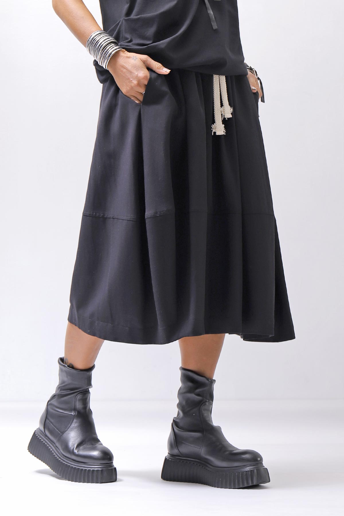 【NOSTRASANTISSIMA】 FRONT BALLOON SKIRT G145_BLACK