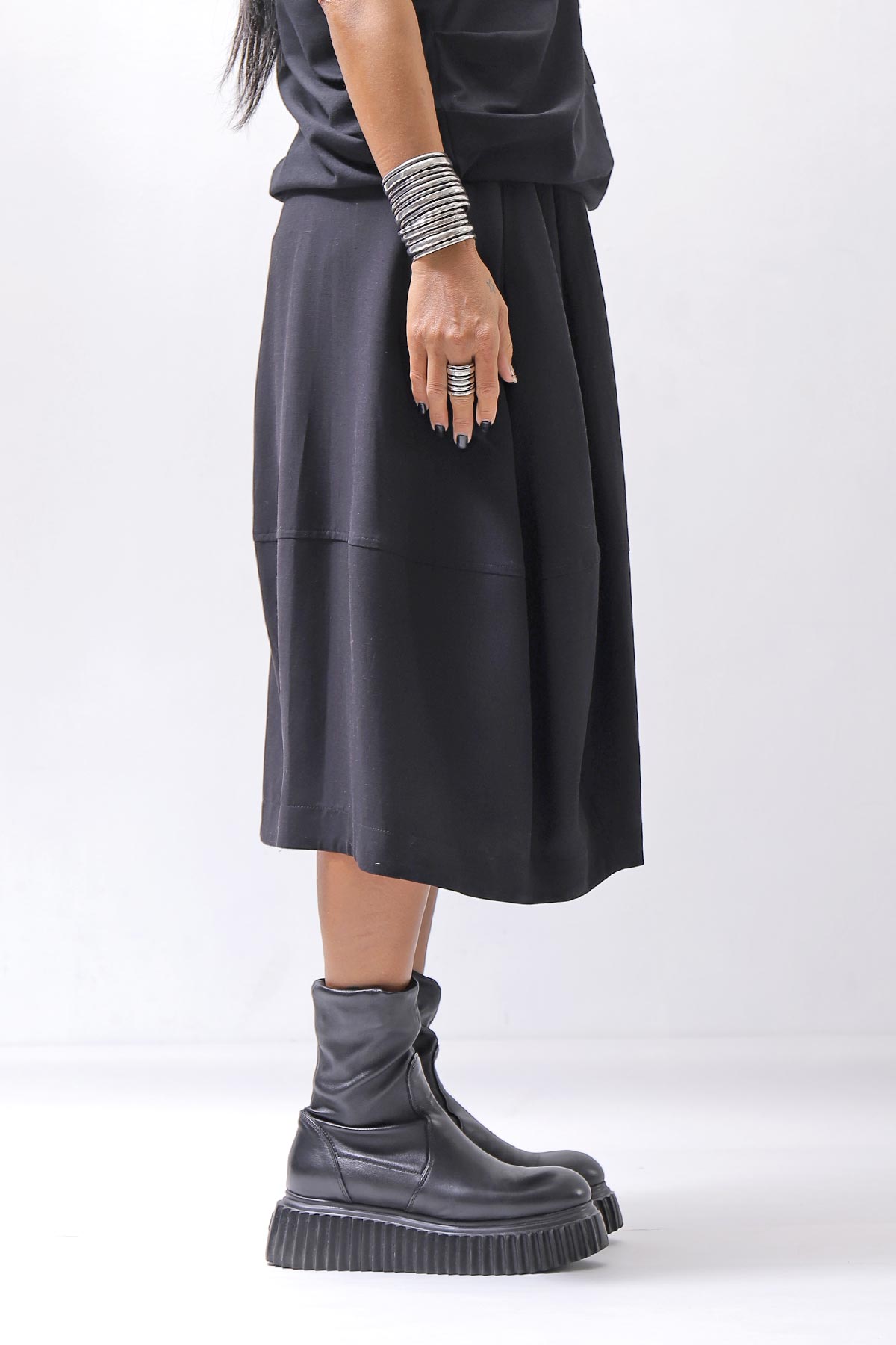 【NOSTRASANTISSIMA】 FRONT BALLOON SKIRT G145_BLACK