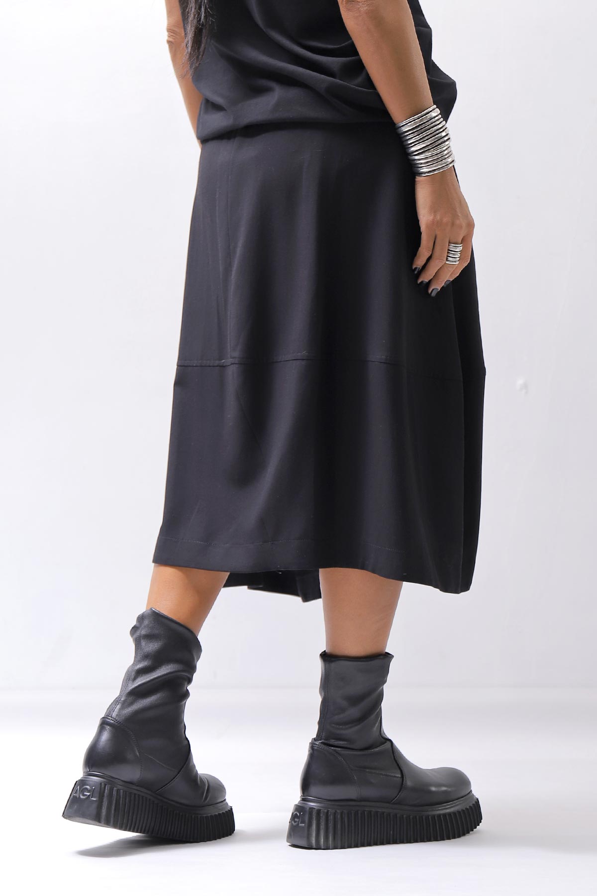 【NOSTRASANTISSIMA】 FRONT BALLOON SKIRT G145_BLACK