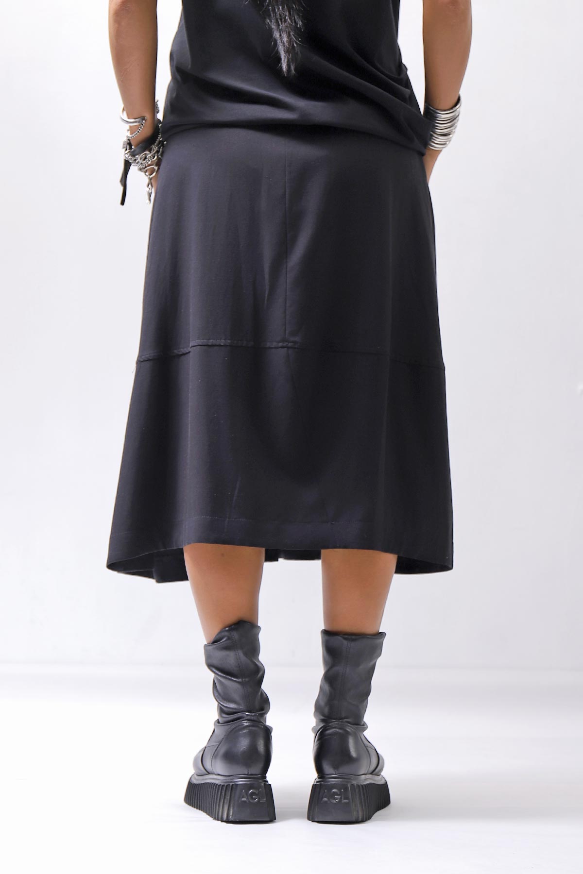 【NOSTRASANTISSIMA】 FRONT BALLOON SKIRT G145_BLACK