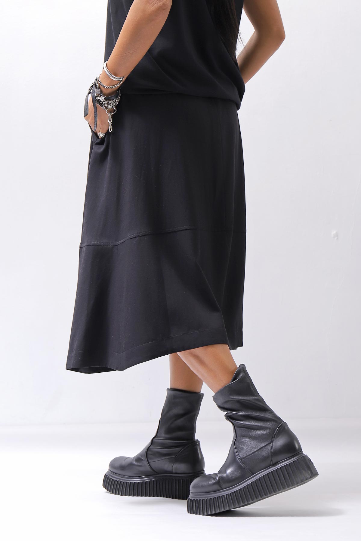 【NOSTRASANTISSIMA】 FRONT BALLOON SKIRT G145_BLACK