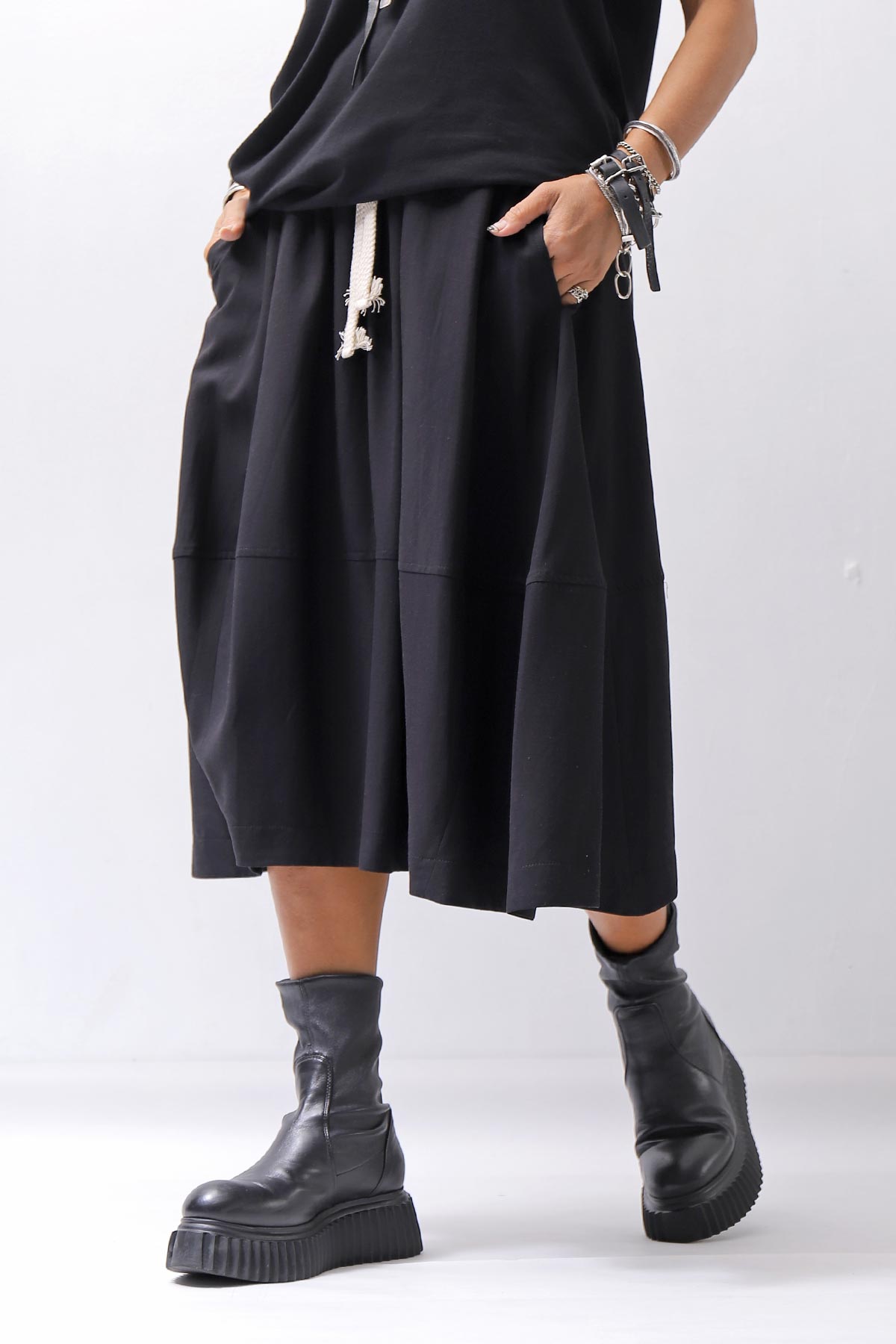 【NOSTRASANTISSIMA】 FRONT BALLOON SKIRT G145_BLACK