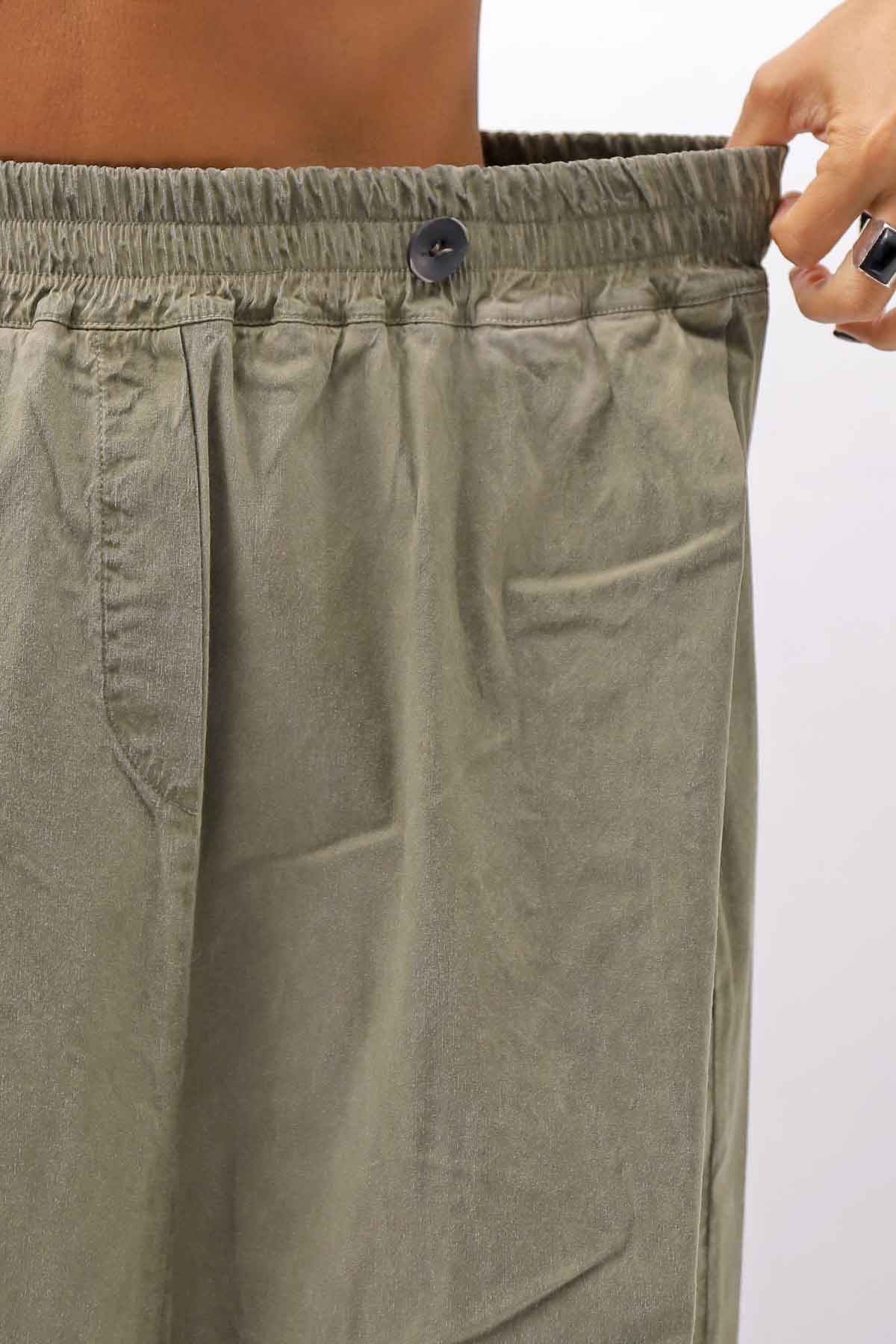 【Primordial is Primitive】 UNISEX ASYMMETRY COTTON PANTS 722AL_MILITARY