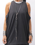 【NOSTRASANTISSIMA】 STRETCH COTTON COVER TANK TOP C150_BLACK