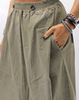 【Primordial is Primitive】 UNISEX ASYMMETRY COTTON PANTS 722AL_MILITARY