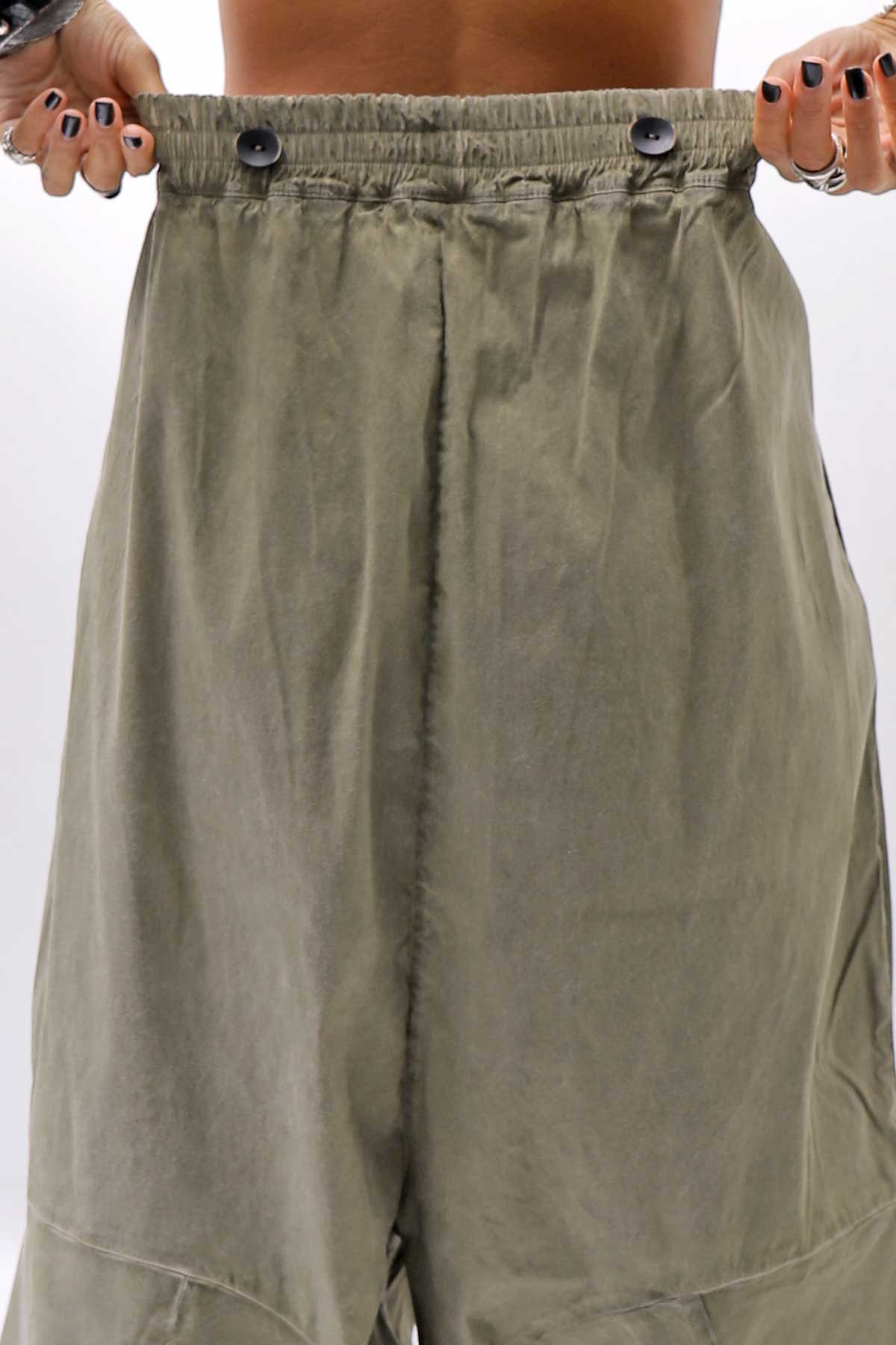 【Primordial is Primitive】 UNISEX ASYMMETRY COTTON PANTS 722AL_MILITARY