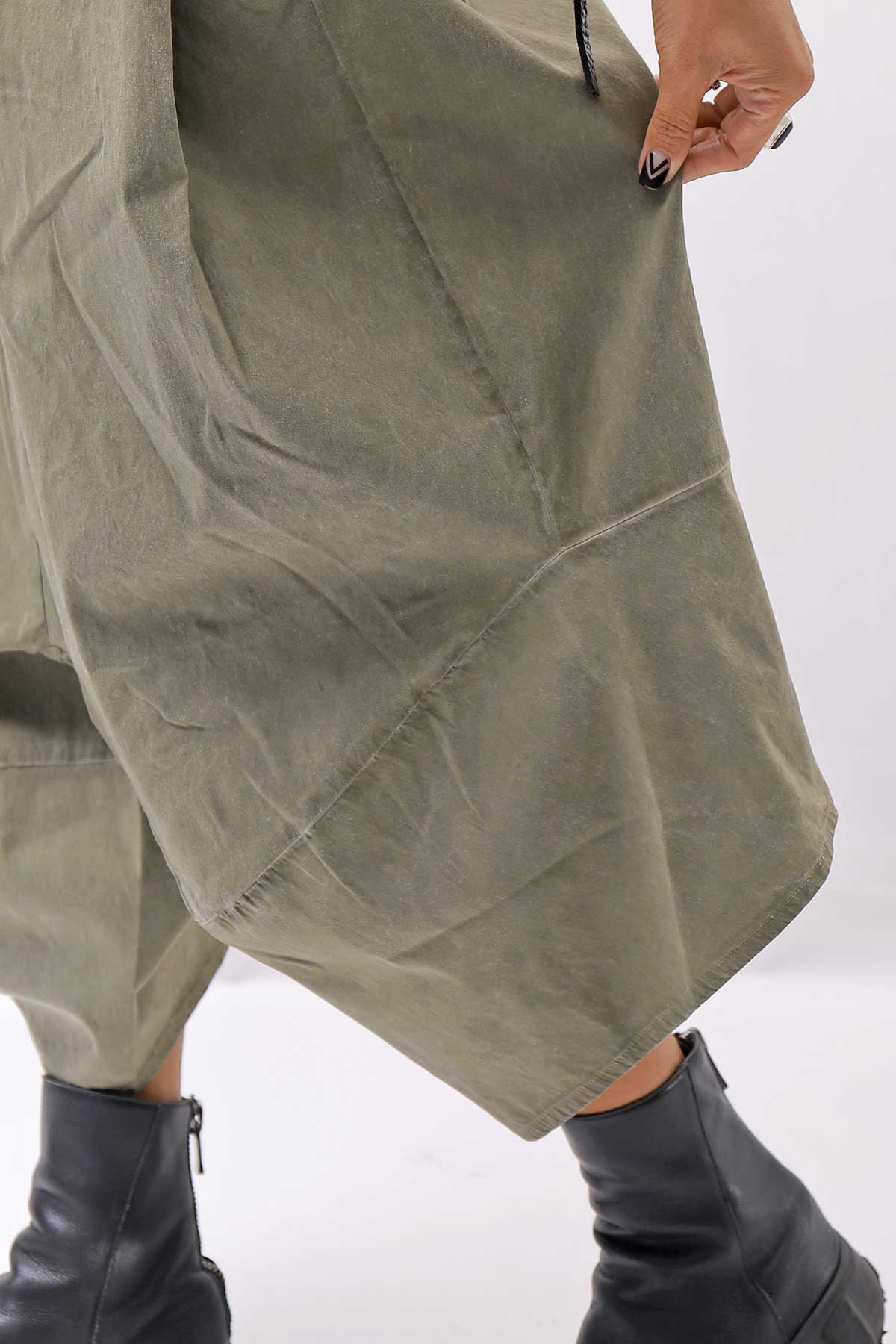 【Primordial is Primitive】 UNISEX ASYMMETRY COTTON PANTS 722AL_MILITARY