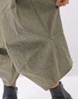 【Primordial is Primitive】 UNISEX ASYMMETRY COTTON PANTS 722AL_MILITARY