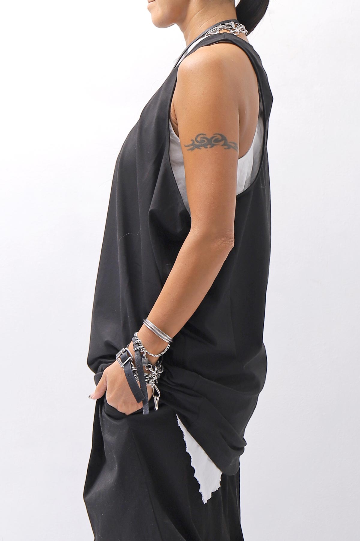 【NOSTRASANTISSIMA】 STRETCH COTTON COVER TANK TOP C150_BLACK