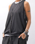 【NOSTRASANTISSIMA】 STRETCH COTTON COVER TANK TOP C150_BLACK