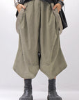 【Primordial is Primitive】 UNISEX ASYMMETRY COTTON PANTS 722AL_MILITARY