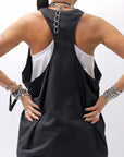 【NOSTRASANTISSIMA】 STRETCH COTTON COVER TANK TOP C150_BLACK